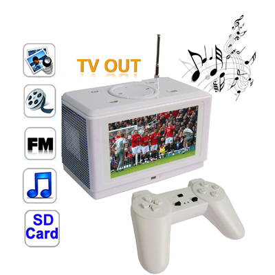 4.3 inch MP5 Game Sound Box with 2GB Memory, Support SD Card reader, FM Radio, Alarm clock, Built in Lithium Battery